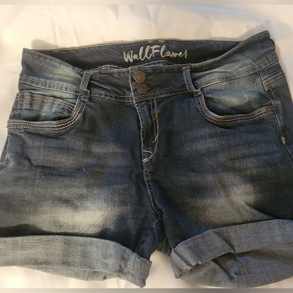 Wallflower Dark Blue Denim Shorts - Picture 3 of 14